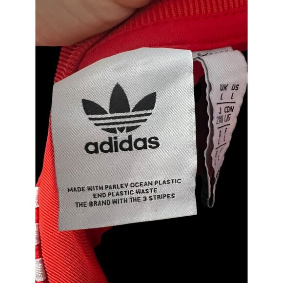 Adidas Red Track Jacket White Stripes Full-Zip Lightweight Casual, STREETWEAR, Y - Picture 8 of 8